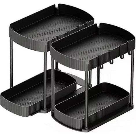 Multi purpose pull out rangement organizers pour bathroom et cuisine sous évier meuble rangement 12.8 inches lot de 2 (1/5)