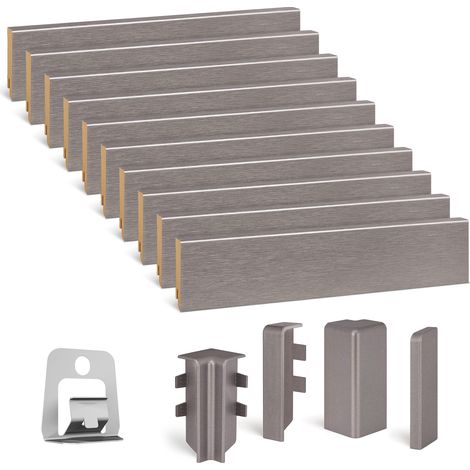 KGM Sockelleisten-Set Alu-Edelstahl MDF 16x58x2400 mm - 10 Stück (1/5)