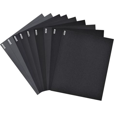 Lot de 27 feuilles de papier abrasif grain 400, 600, 800, 1000, 1200, 1500, 2000, 2500, 3000 (1/5)