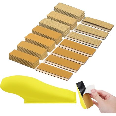 Lot de 71 Micro-Ponceuse Manuelle avec Grain 80/120/180/240/320/400/600 Grain Papier Abrasif avec 1 Bloc de Ponçage Papier a Poncer Carrosserie Pour Bricolage Bois Meubles Meulage et Polissage