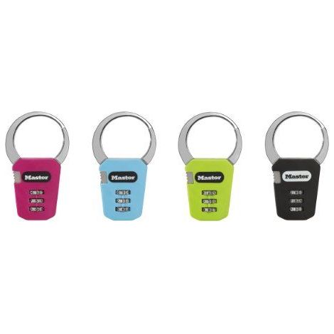 Master Lock 1550EURDCOL Cadenas à Combinaison avec Mousqueton, Couleur Aléatoire, 7,1 x 8,4 x 1,2 cm