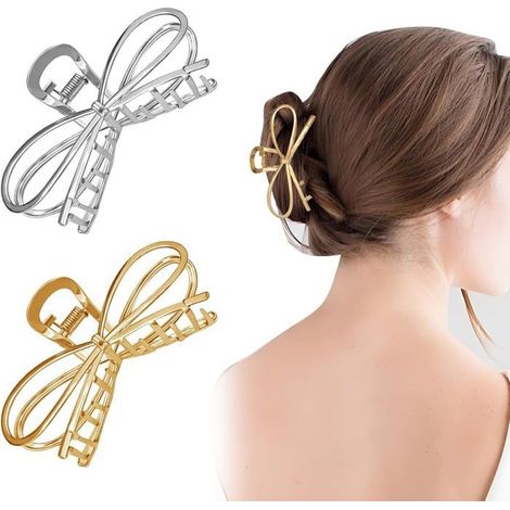 Pinces à cheveux en forme de nœud en or et argent, pinces à cheveux portables, décorations en épingle à cheveux en or (1/5)