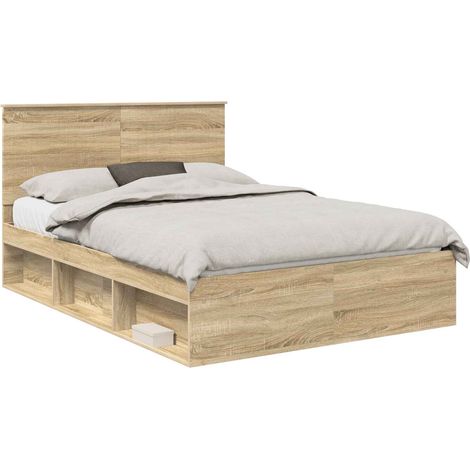 Bettrahmen Sonoma 140 x 190 cm Massives Kiefernholz vidaXL