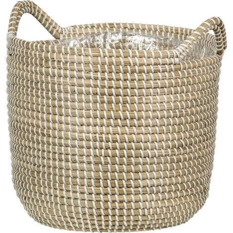 Scheurich Seagrass 36. vase en osier/pot de plantes en osier/pot en osier avec poignées en seagrass couleur : White. 36 cm de diamètre. 34 cm de hauteur. 38.6 l vol.