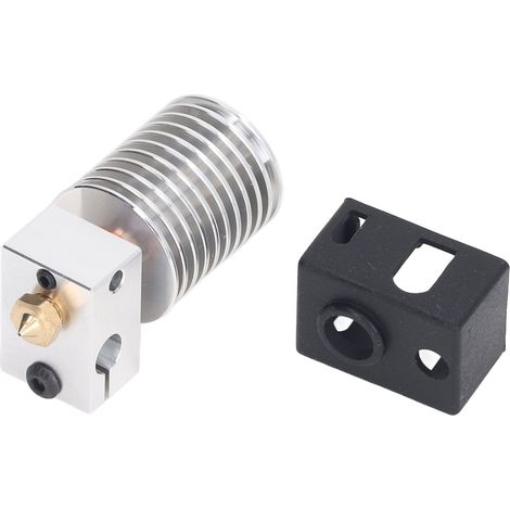 Extrudeuse 3D Hotend avec buse en laiton de 0,4 mm, bloc chauffant en aluminium, tube, gorge bimétallique et manchon en silicone
