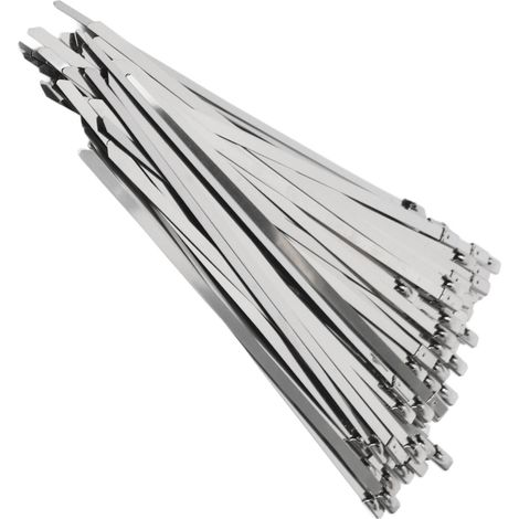Kit de 200 colliers de serrage autobloquants en acier inoxydable de 4,6 mm de largeur pour tuyaux et câbles électriques. (1/5)