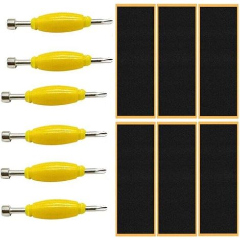 Paquet de 12 Autocollants Mousse Adhésive Poignée Touche Remplacement avec Tournevis pour Skateboard