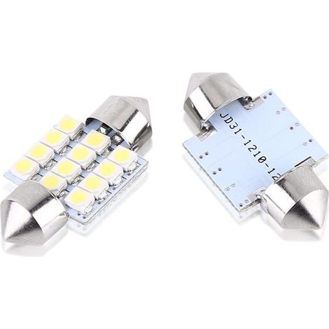 Ampoules intérieures plafonnier, 31mm LED Ampoule Lampe Dôme 12V 12SMD Lampe Dôme Festoon ( 2Pcs) (1/4)