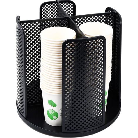 Distributeur de gobelets en papier à 4 compartiments, rotatif à 360°, idéal pour les cafés, les bureaux, les fêtes et les buffets à domicile.