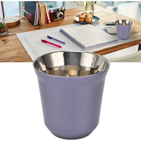 Mug isotherme à double paroi en acier inoxydable 304 violet, style minimaliste italien, 80 ml (1/5)