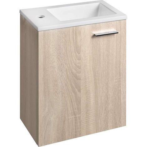 Aqualine Zoja - Mueble con lavabo, 40x50x22 cm, 1 puerta, bisagras I/D, roble platino 51049DP-01 (1/4)