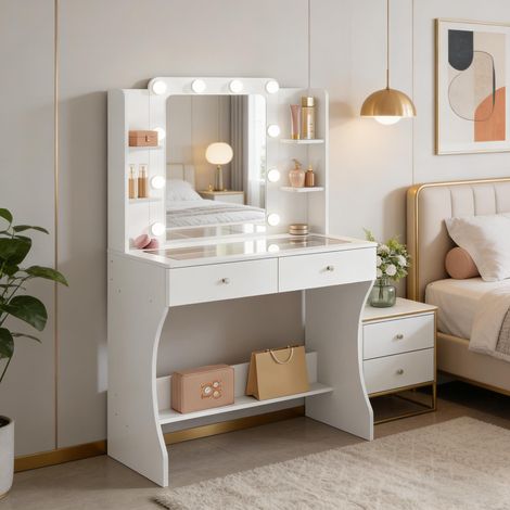 Mobile trucco con specchio LED e cassetti OKMYHOME (1/5)