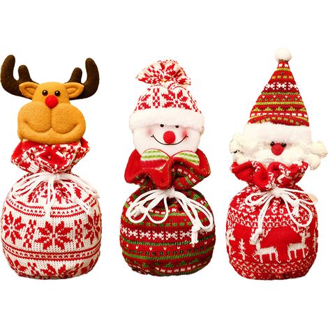 Sac Cadeau Noel - Cordel De Fermeture - Pour Bonbons Cartes Et Decorations De Sapin - Lot De 12 (1/5)