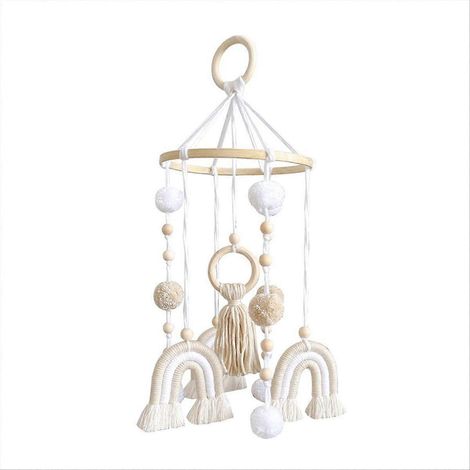 Boho-Regenbogen-Makramee-Wandbehang, Schlafzimmer, Wohnzimmer, Kleiderschrank, handgefertigter Stoff (1/5)