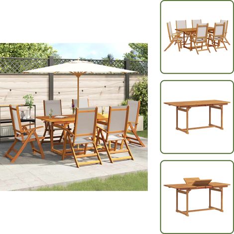 Tavolo esterno - vidaXL Set Pranzo da Giardino 7pz Legno Massello di Acacia e Textilene - Sedie esterne