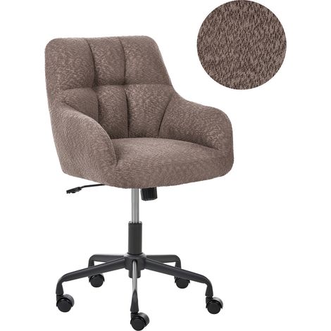 Silla de oficina de bouclé de poliéster estructura de metal negro función giratoria ajustable muebles de oficina marrón oscuro Palmdale