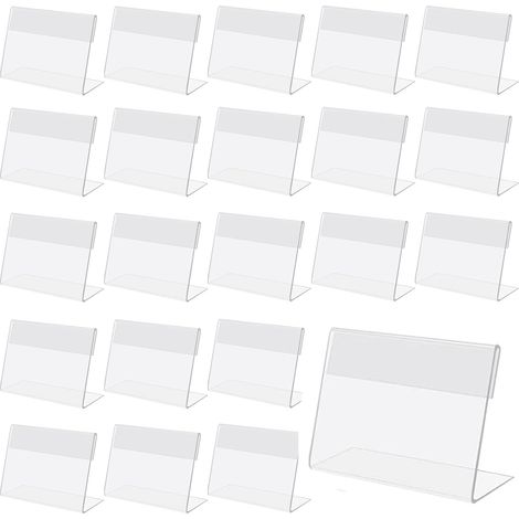 Etichette, 30 cartellini prezzo in acrilico, cartellini da scrivania in acrilico, piccoli, porta etichette in acrilico 8 x 5 cm, cartellini prezzo trasparenti, adatti per uffici, negozi, supermercati, (1/5)