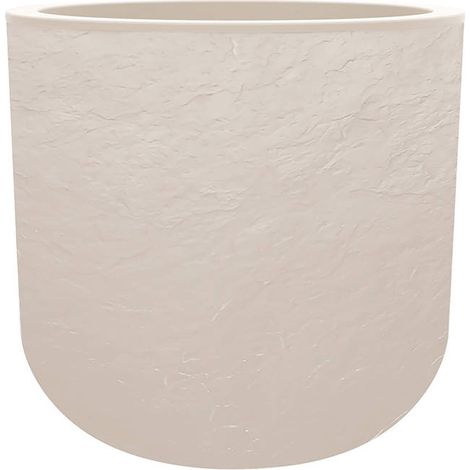 Pot de fleurs rond en plastique Volcania UP - Beige calcaire - Ø 40 cm - Eda