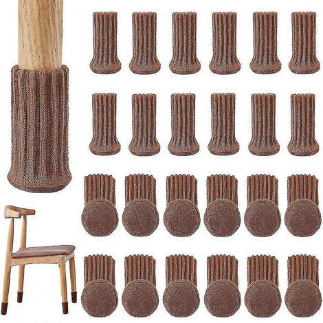 Lot de 24 chaussettes de chaise haute élasticité patins antidérapants pour pieds de chaise [jkw] - Marron (1/5)
