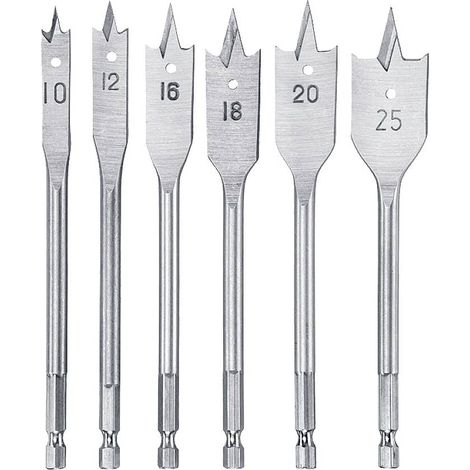 KWB 512490 JEU DE 6 FRAISES PLATES POUR BOIS 10, 12, 16, 18, 20 ET 25 MM (1/4)