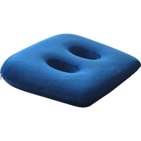 Coussin de siège orthopédique pour Les douleurs osseuses du siège, Coussin soulagement en Mousse à mémoire Forme avec Deux Trous, Fesses, Le Bas Dos, ischio-jambiers,Bleu (1/5)