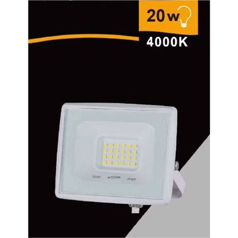 Faretto Led - 20 W - 1800 Lm - Angulo 90 Grados - IP65 - 3000 K / 4000 K / 6500 K - Blanco - Unidad