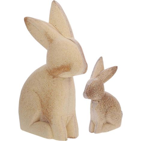 1 paire de décorations animales à peindre soi-même, embryon de lapin blanc, artisanat en bois, joli dessin d'animal vierge pour bureau, à faire soi-même. (1/5)