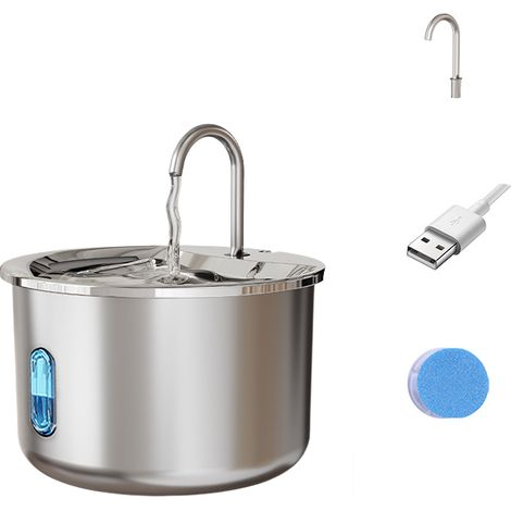 Fontaine à eau automatique pour animaux de compagnie, robinet en acier inoxydable, eau courante, distributeur d'eau pour chats et chiens (1/5)