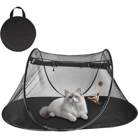 Casa para gatos, Plegable, Interior transpirable, Tienda deportiva portátil, Tienda de juegos para animales pequeños (negro, 11060) (1/5)