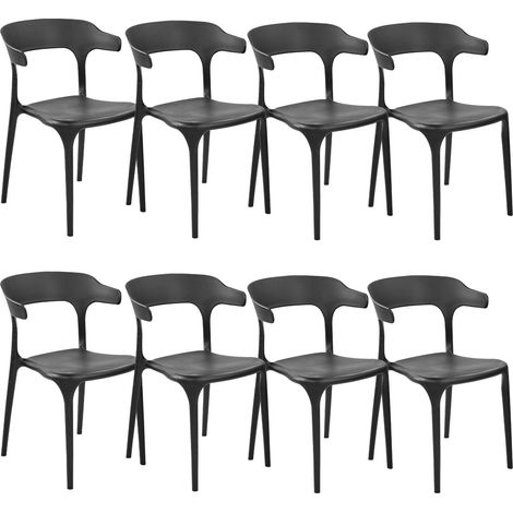 Set of 8 Dining Chairs GUBBIO Black