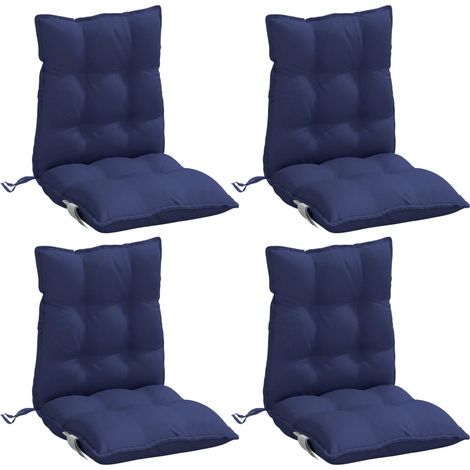 vidaXL Coussins de chaise à dossier bas lot de 4 bleu marine (1/5)