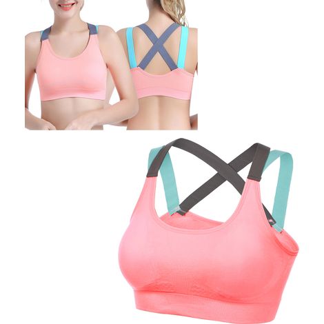 Soutien-gorge de sport sans coutures femme - Brassière confortable yoga et fitness - Impact faible - Rose (1/5)