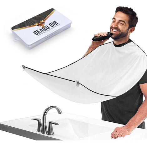 Tablier à barbe pour homme, attrape-barbe pour rasage et coupe de cheveux, chiffon de toilettage avec 2 ventouses (1/5)