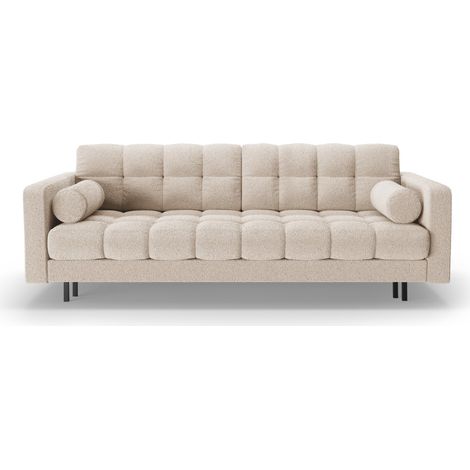 Canapé convertible avec coffre 3 places en bouclé beige (1/5)
