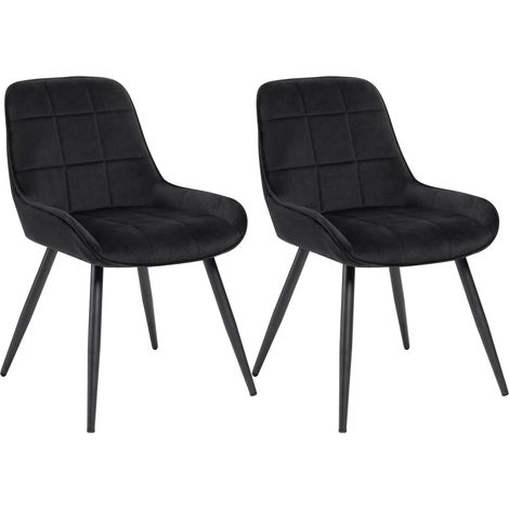 WOLTU Set of 2 Dining Chairs. Relaxing Chairs Velvet. Chairs for Bedroom. Living Room. Dining Room and Kitchen. Ergonomic Chairs with Backrest. Black (1/5)