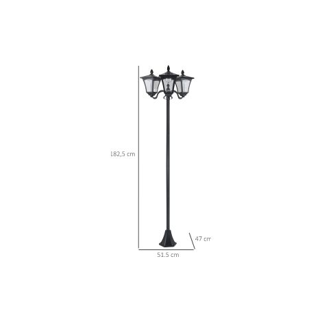 Lanterne solaire de jardin noire en acier inoxydable à 3 flammes LED 120 lm avec protection IP44 pour allée terrasse et jardin (1/5)