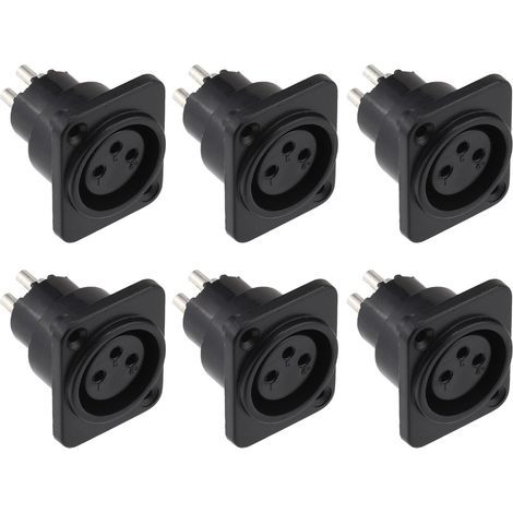 Lntyq 6 Pièces Prise XLR femelle, prise XLR à montage sur panneau à 3 broches, connecteur XLR femelle pour microphone, contacts en cuivre nickelé (1/5)