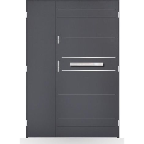 Porte d'entrée double Maloé - 130-140-150x208cm - Couleur: Anthracite - Poussant: Droit - Dimensions: 80x40 cm (1/2)