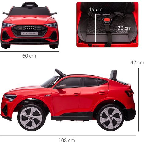 Rotes elektrisches Kinderauto mit Fernbedienung, Sicherheitsgurt, Scheinwerfern und Musik, Höchstgeschwindigkeit 5 km/h (1/5)