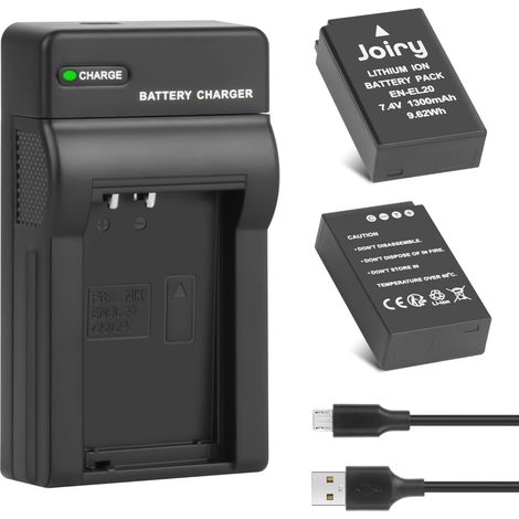 2X EN-EL20 EN-EL20a Batterie et Chargeur pour Nikon Coolpix P1000, P950, 1 AW1, 1 J1, 1 J2, 1 J3, 1 S1, 1 V3, DL24-500, appareils Photo Coolpix A, 1300mAh (1/5)