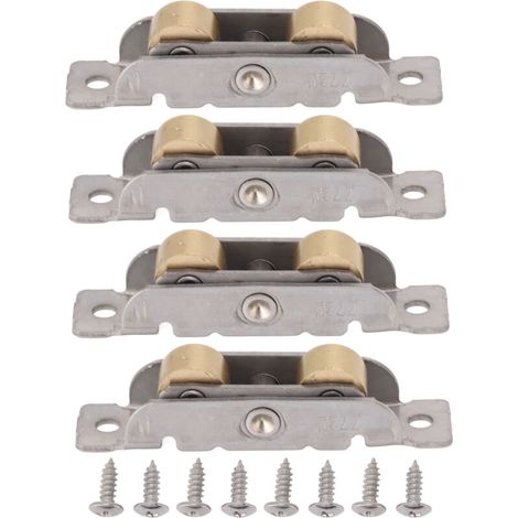 Juego de rodillos para puerta corredera de patio, 4 piezas, acero inoxidable, cobre, rodamiento de bolas, rueda plana para vidrio -Crezuo
