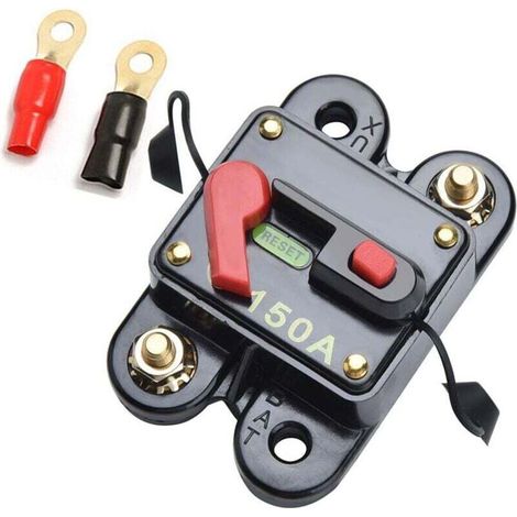 1 pièce Disjoncteur fusible réinitialisable, 150 A, 12 V-24 V, étanche, aluminium, pour système audio voiture, marine et vélo