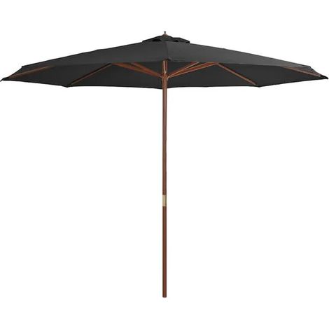 Parasol d'extérieur avec mât en bois 350 cm Anthracite