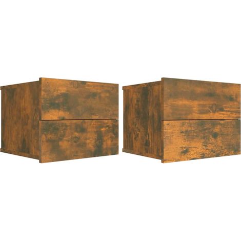 Conjunto de 2 mesitas de noche con cajones 40 x 30 x 30 cm madera contrachapada marrón DEC035071