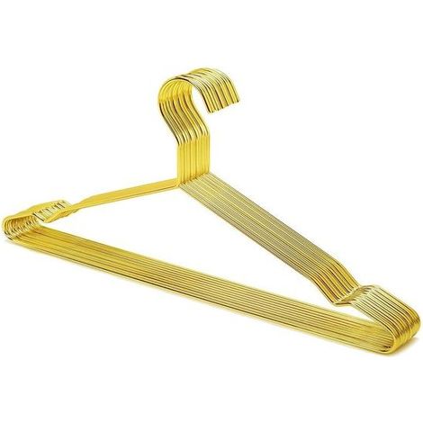 Lot de 10 Cintres en Métal Doré avec Encoches Antidérapantes (1/5)