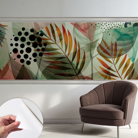 Fotomurale adesivo - parete decorativa - decorazione casa - stile moderno parete - Foglie astratte 250x104 cm (1/5)