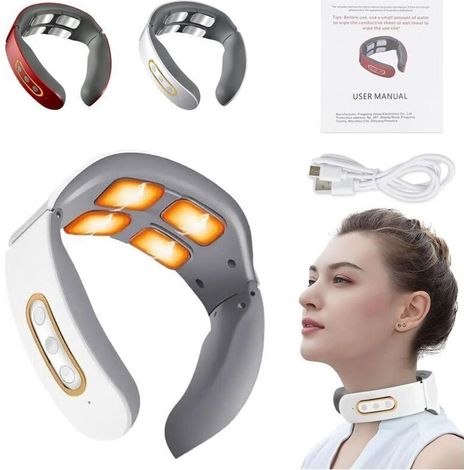 Appareil Massage - Masseur Cervical. Solution Cervicale Massage Cervicales Et Cou 11 En 1. 6 Modes. 9 Niveaux D'Intensité. Impulsions éLectriques Pour La Douleur. (Blanc(Avec chauffage)) (1/5)