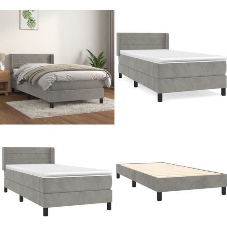 Boxspringbett mit Matratze Hellgrau 90x200 cm Samt - Samtbett - Boxspringbett - Doppelbett - Schlafzimmermöbel - Luxusbett - Home & Living (1/5)