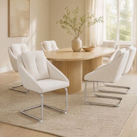 Set di 6 sedie da pranzo girevoli in velluto beige 65x59x82 cm – MEUBLIV (1/5)