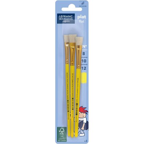 Pinceau - Lefranc & Bourgeois - Plat - Tailles 8, 10, 12 - Pack de 3 (1/2)